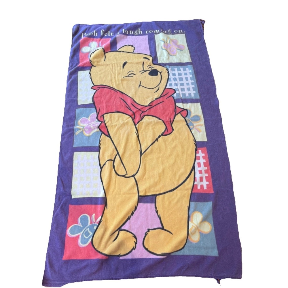 Vintage Disney Winnie the Pooh Beach Towel 100 Acre Collection‎ Purple 35x60